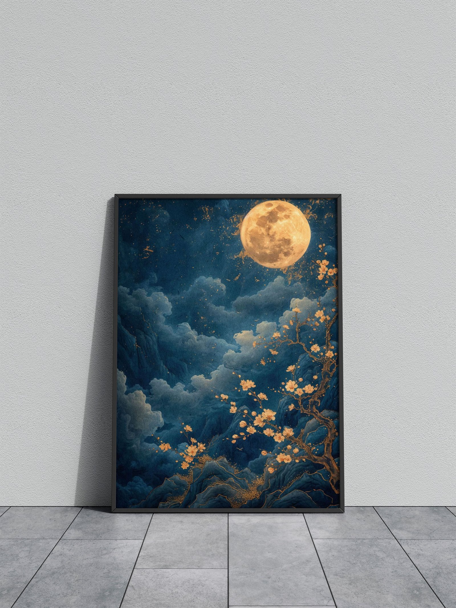 Cherry Blossom Moon Asian Style Poster | Wall Art for Home & Office | High-Quality Print - High-Quality Visual Display