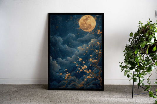 Cherry Blossom Moon Asian Style Poster | Wall Art for Home & Office | High-Quality Print - High-Quality Visual Display