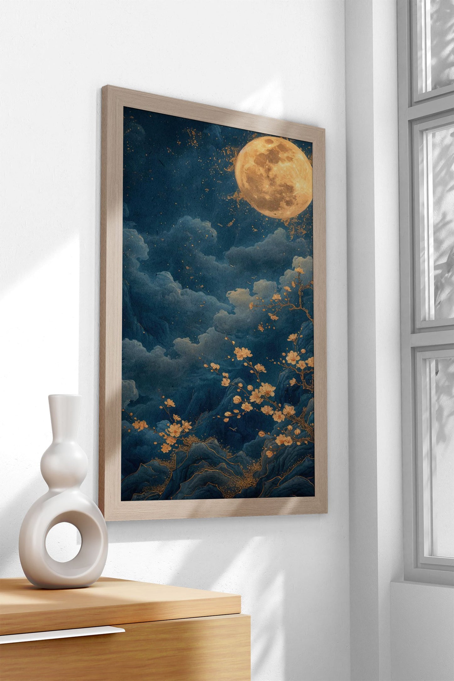 Cherry Blossom Moon Asian Style Poster | Wall Art for Home & Office | High-Quality Print - High-Quality Visual Display