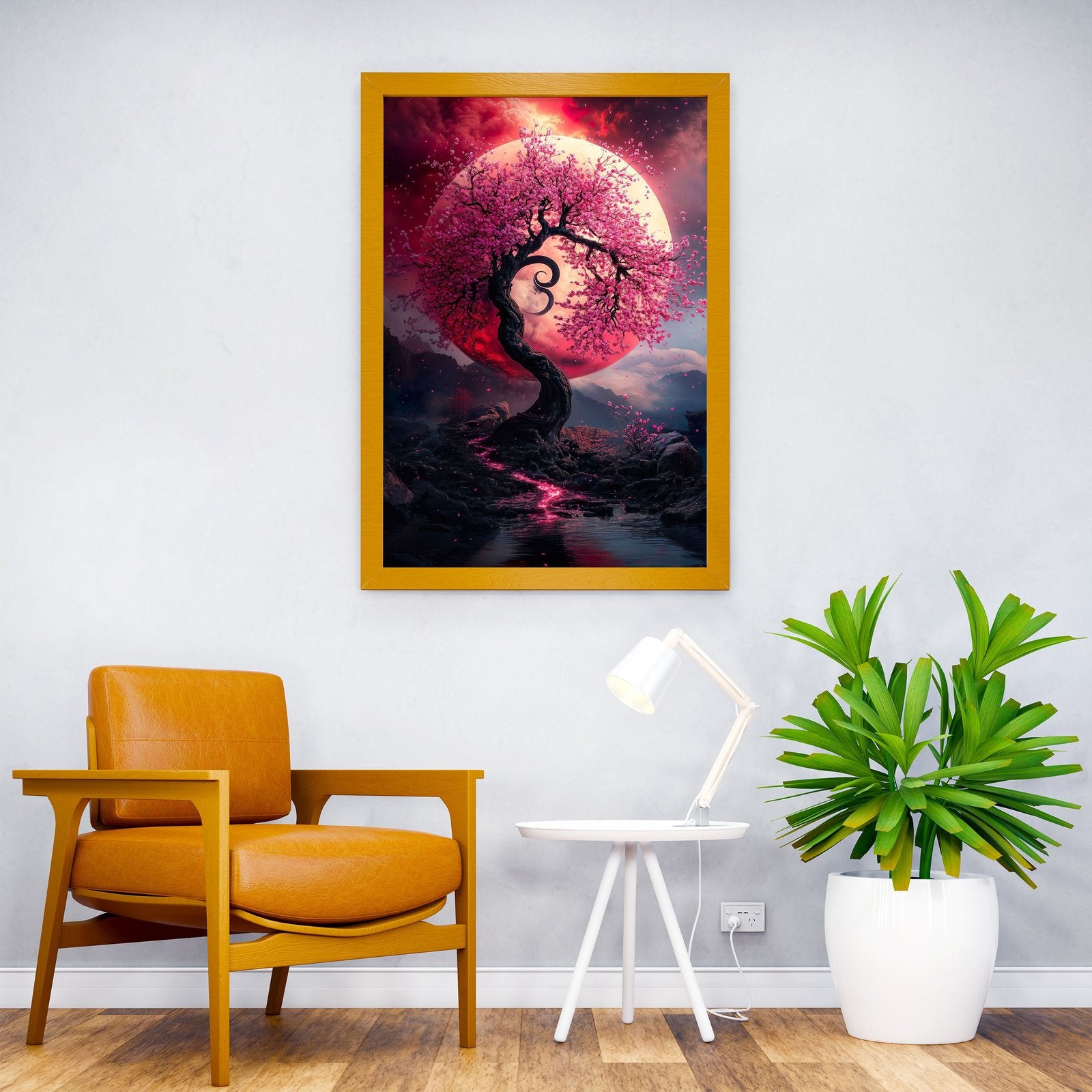 Cherry Blossom Moonlight Asian Style Poster | Wall Art for Home & Office | High-Quality Print - High-Quality Visual Display