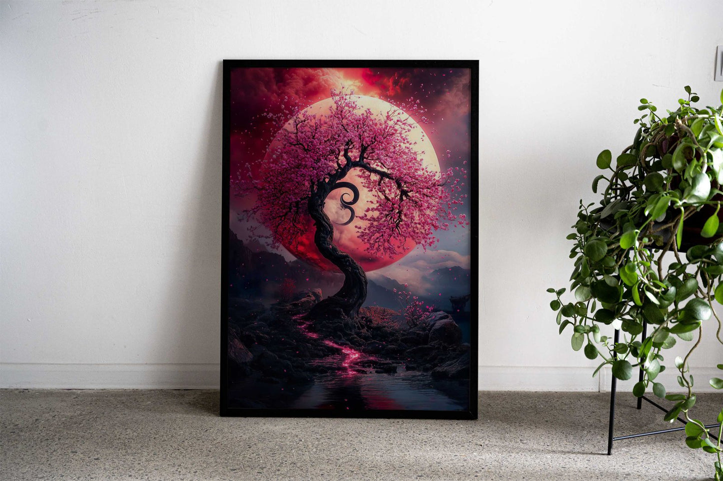 Cherry Blossom Moonlight Asian Style Poster | Wall Art for Home & Office | High-Quality Print - High-Quality Visual Display