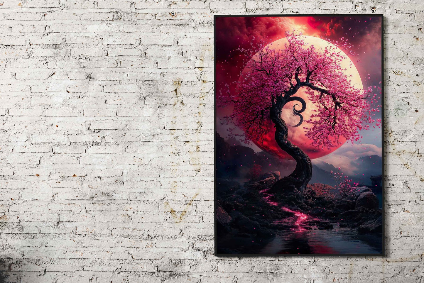 Cherry Blossom Moonlight Asian Style Poster | Wall Art for Home & Office | High-Quality Print - High-Quality Visual Display