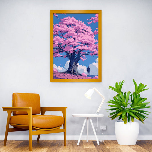 Cherry Blossom Pink Retro Asian Style Poster | Wall Art for Home & Office | High-Quality Print - High-Quality Visual Display