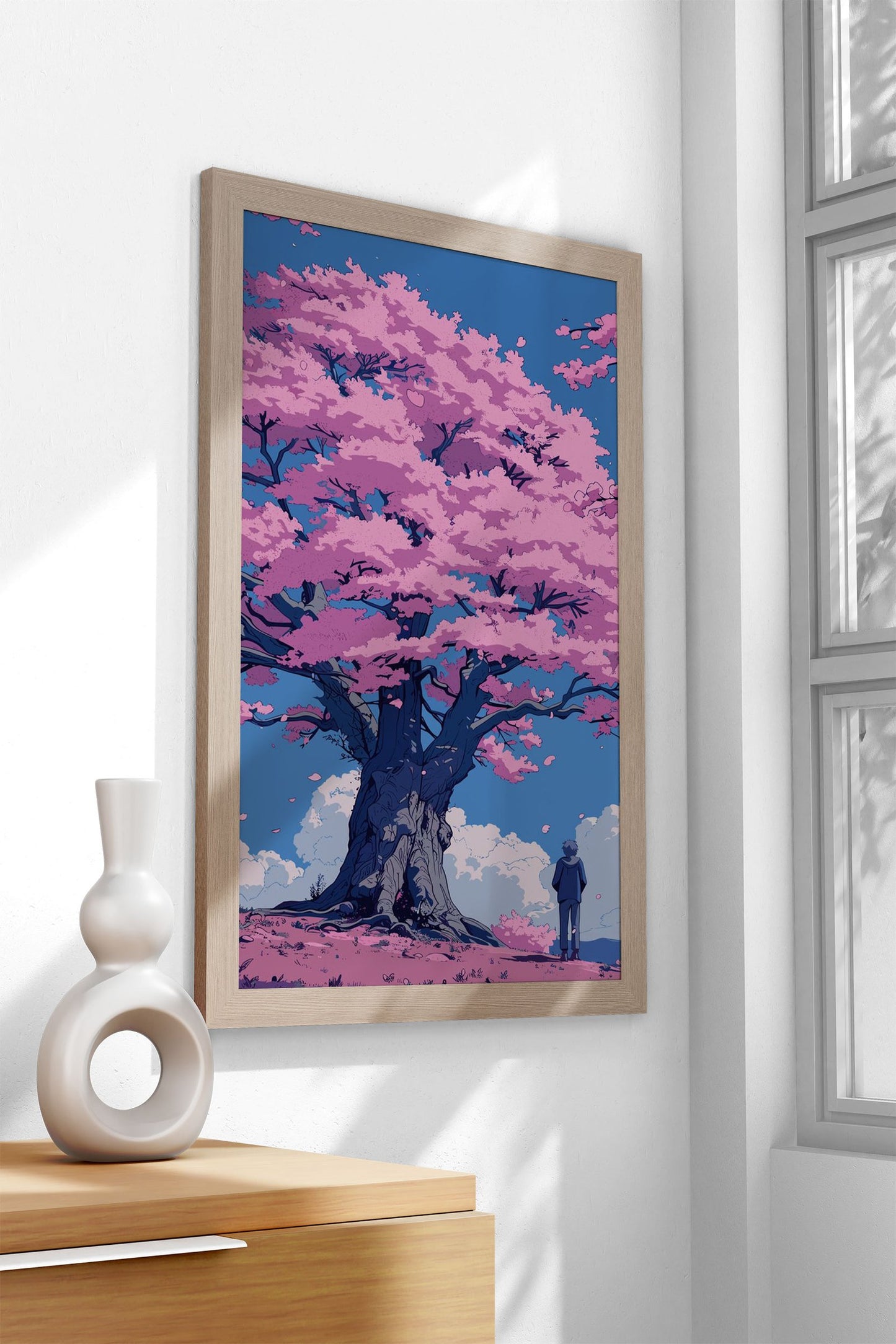 Cherry Blossom Pink Retro Asian Style Poster | Wall Art for Home & Office | High-Quality Print