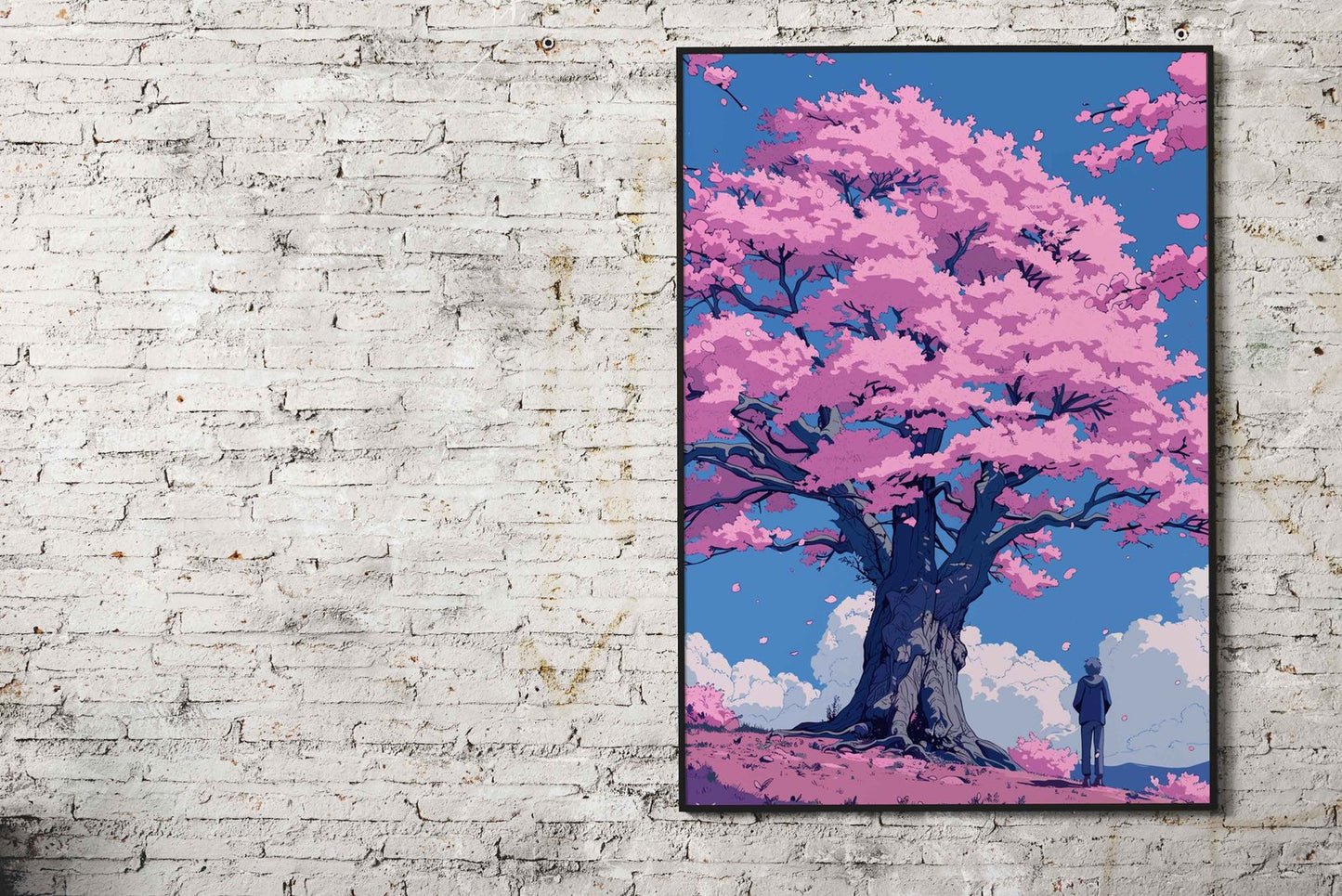 Cherry Blossom Pink Retro Asian Style Poster | Wall Art for Home & Office | High-Quality Print