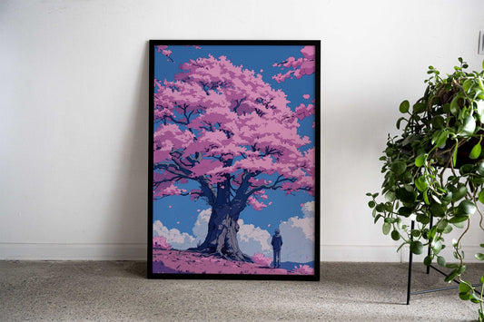 Cherry Blossom Pink Retro Asian Style Poster | Wall Art for Home & Office | High-Quality Print - High-Quality Visual Display