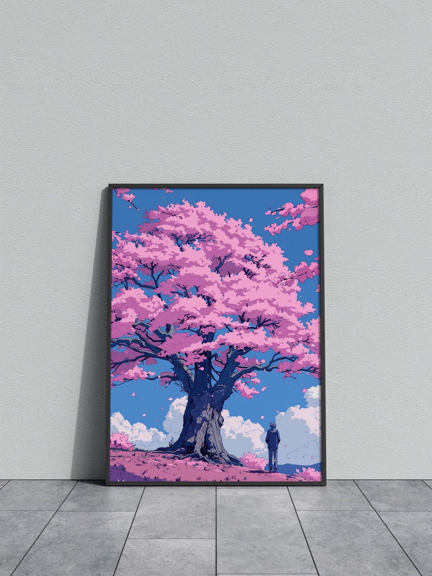 Cherry Blossom Pink Retro Asian Style Poster | Wall Art for Home & Office | High-Quality Print