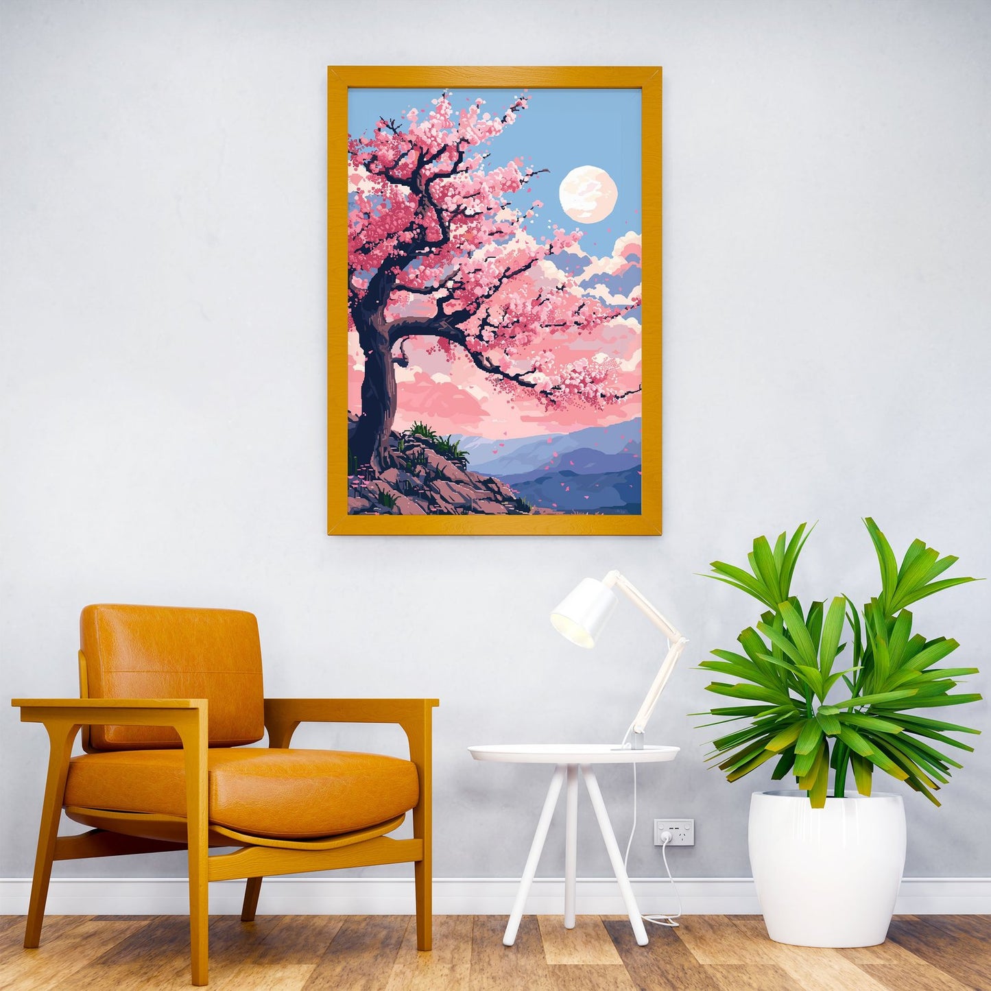 Cherry Blossom Pixel Art Asian Style Poster | Wall Art for Home & Office | High-Quality Print