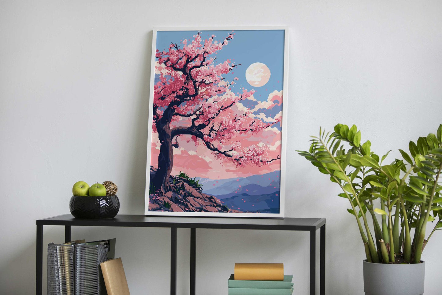 Cherry Blossom Pixel Art Asian Style Poster | Wall Art for Home & Office | High-Quality Print
