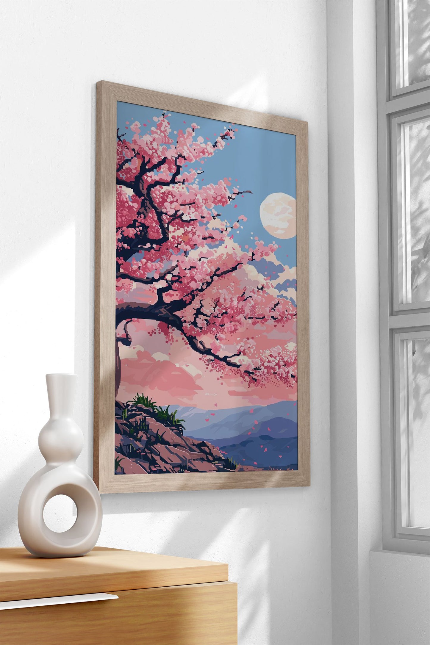 Cherry Blossom Pixel Art Asian Style Poster | Wall Art for Home & Office | High-Quality Print