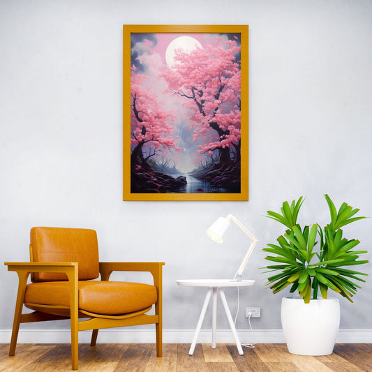Cherry Blossom Shower Asian Style Poster | Wall Art for Home & Office | High-Quality Print - High-Quality Visual Display