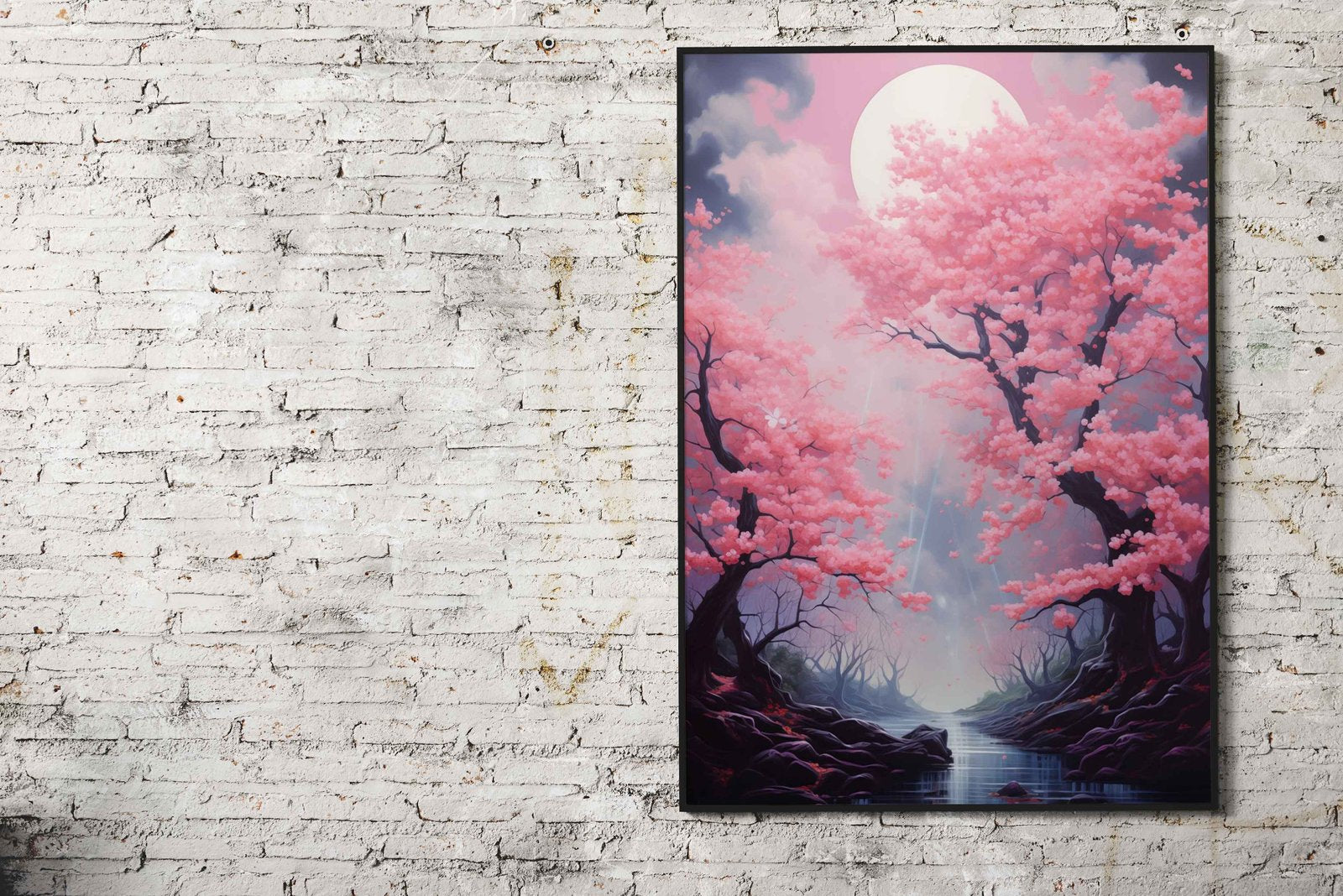 Cherry Blossom Shower Asian Style Poster | Wall Art for Home & Office | High-Quality Print - High-Quality Visual Display
