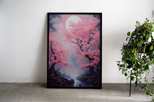 Cherry Blossom Shower Asian Style Poster | Wall Art for Home & Office | High-Quality Print - High-Quality Visual Display