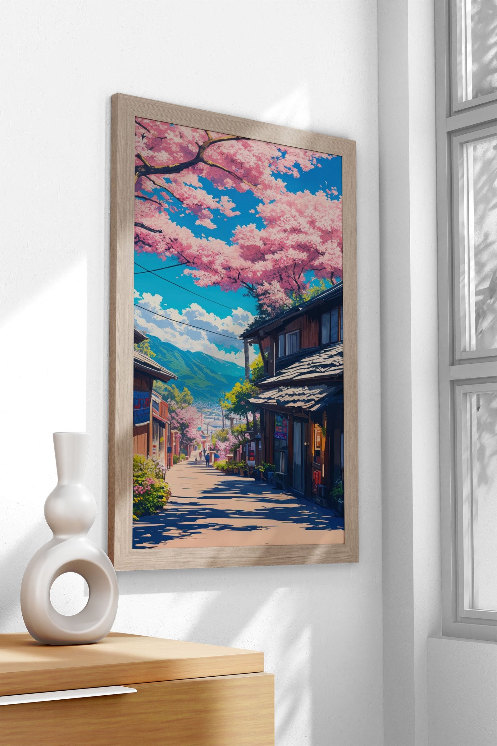 Cherry Blossom Street Asian Style Poster | Wall Art for Home & Office | High-Quality Print - High-Quality Visual Display