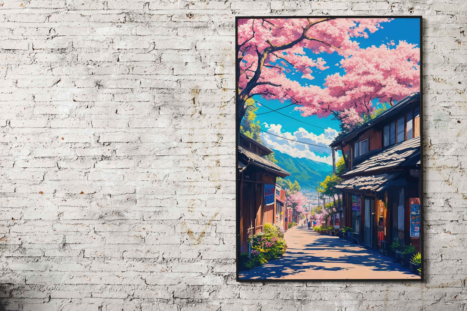 Cherry Blossom Street Asian Style Poster | Wall Art for Home & Office | High-Quality Print - High-Quality Visual Display