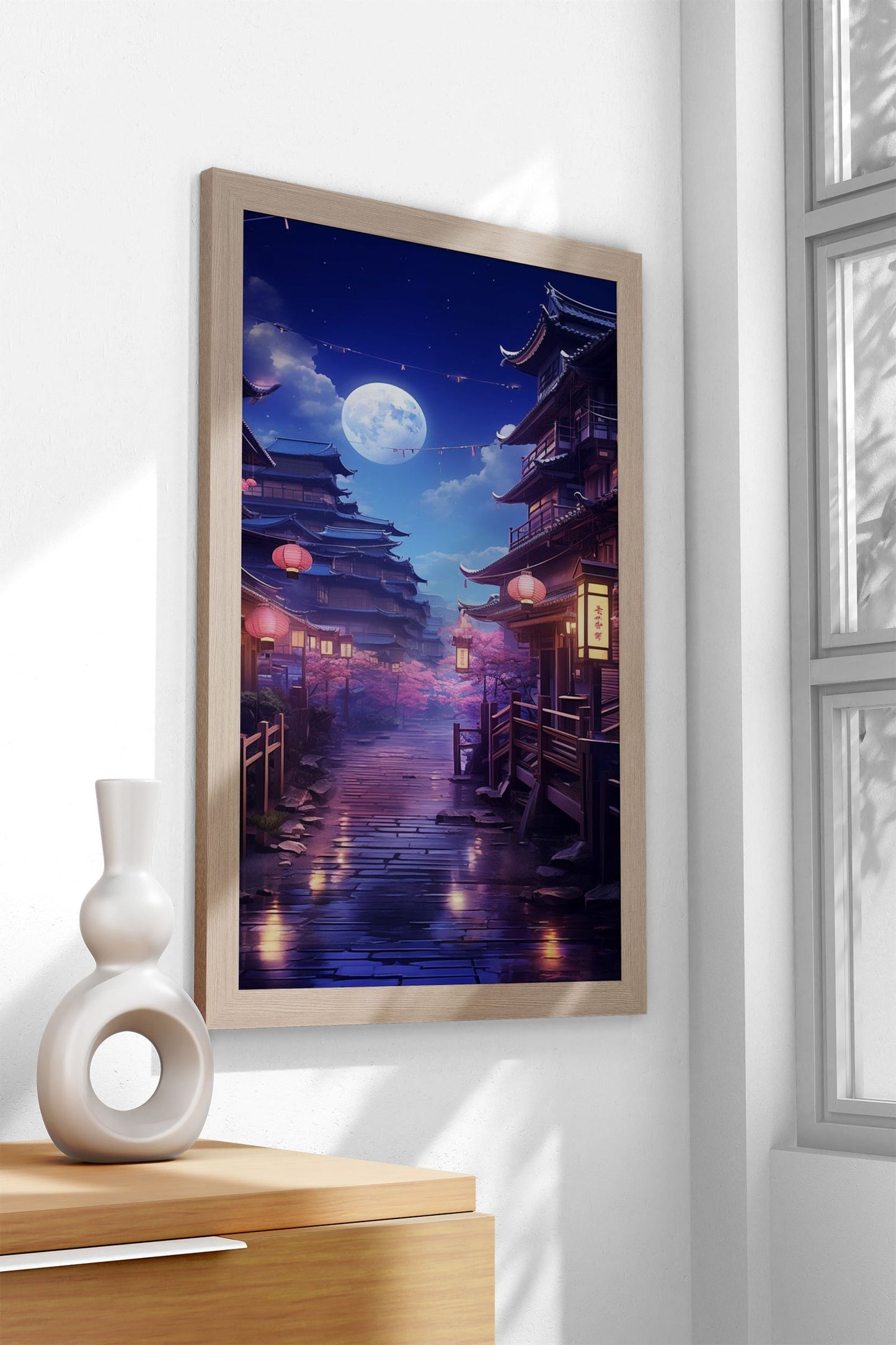 Cherry Blossom Temple Asian Style Poster | Wall Art for Home & Office | High-Quality Print
