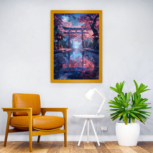 Cherry Blossom Torii Gate Asian Style Poster | Wall Art for Home & Office | High-Quality Print - High-Quality Visual Display