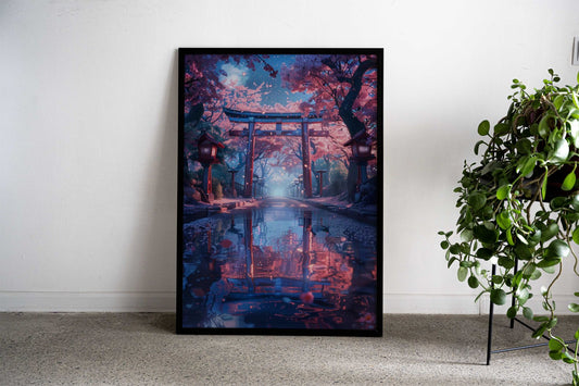 Cherry Blossom Torii Gate Asian Style Poster | Wall Art for Home & Office | High-Quality Print - High-Quality Visual Display