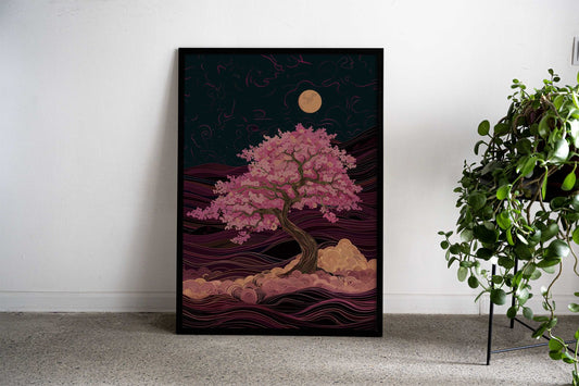 Cherry Blossom Tree Art Asian Style Poster | Wall Art for Home & Office | High-Quality Print - High-Quality Visual Display