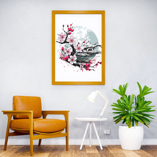 Cherry Blossoms Abstract Asian Style Poster | Wall Art for Home & Office | High-Quality Print - High-Quality Visual Display