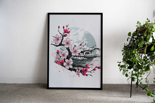 Cherry Blossoms Abstract Asian Style Poster | Wall Art for Home & Office | High-Quality Print - High-Quality Visual Display