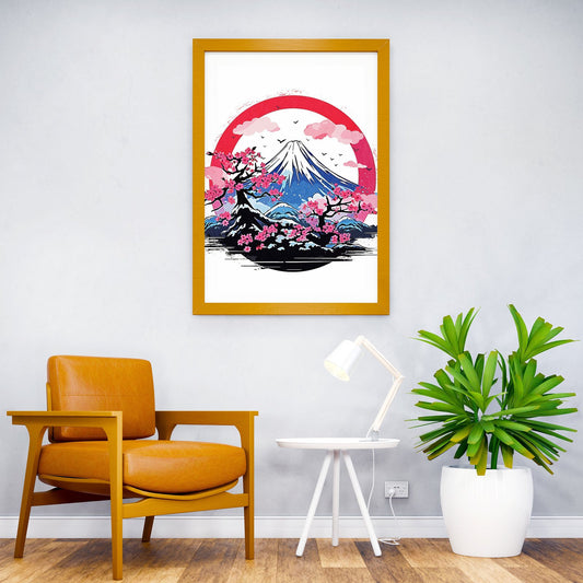 Cherry Blossoms And Fuji Asian Style Poster | Wall Art for Home & Office | High-Quality Print - High-Quality Visual Display