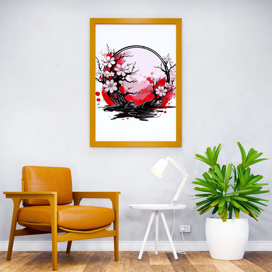 Cherry Blossoms Paint Asian Style Poster | Wall Art for Home & Office | High-Quality Print - High-Quality Visual Display