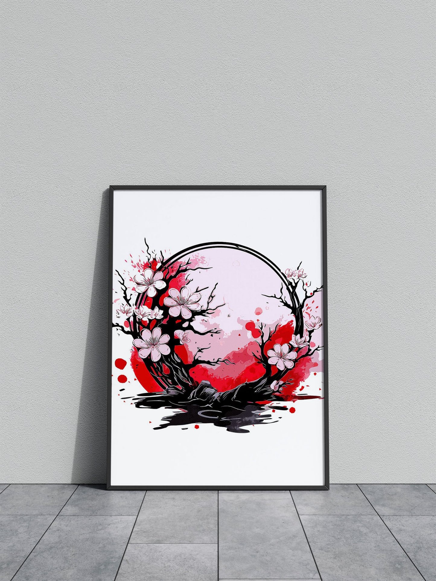 Cherry Blossoms Paint Asian Style Poster | Wall Art for Home & Office | High-Quality Print