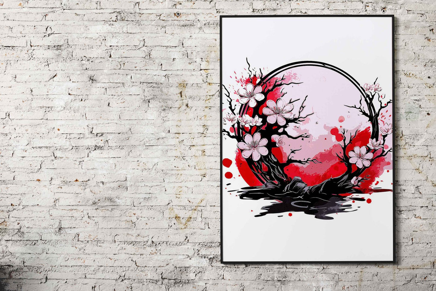 Cherry Blossoms Paint Asian Style Poster | Wall Art for Home & Office | High-Quality Print