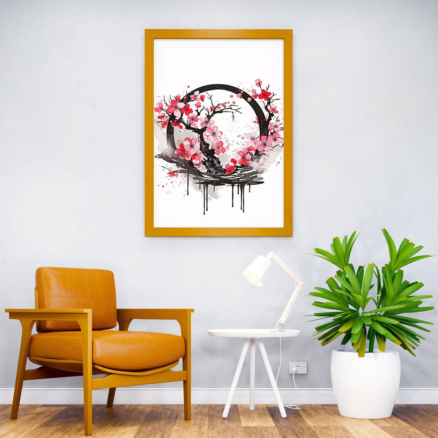Cherry Blossoms Splatter Asian Style Poster | Wall Art for Home & Office | High-Quality Print - High-Quality Visual Display