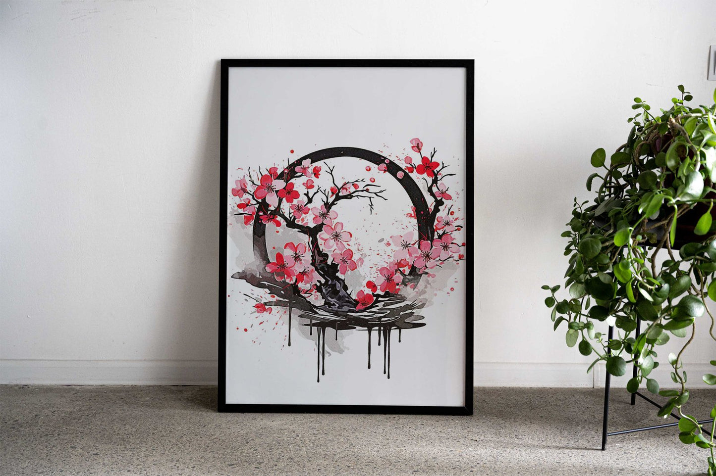 Cherry Blossoms Splatter Asian Style Poster | Wall Art for Home & Office | High-Quality Print - High-Quality Visual Display