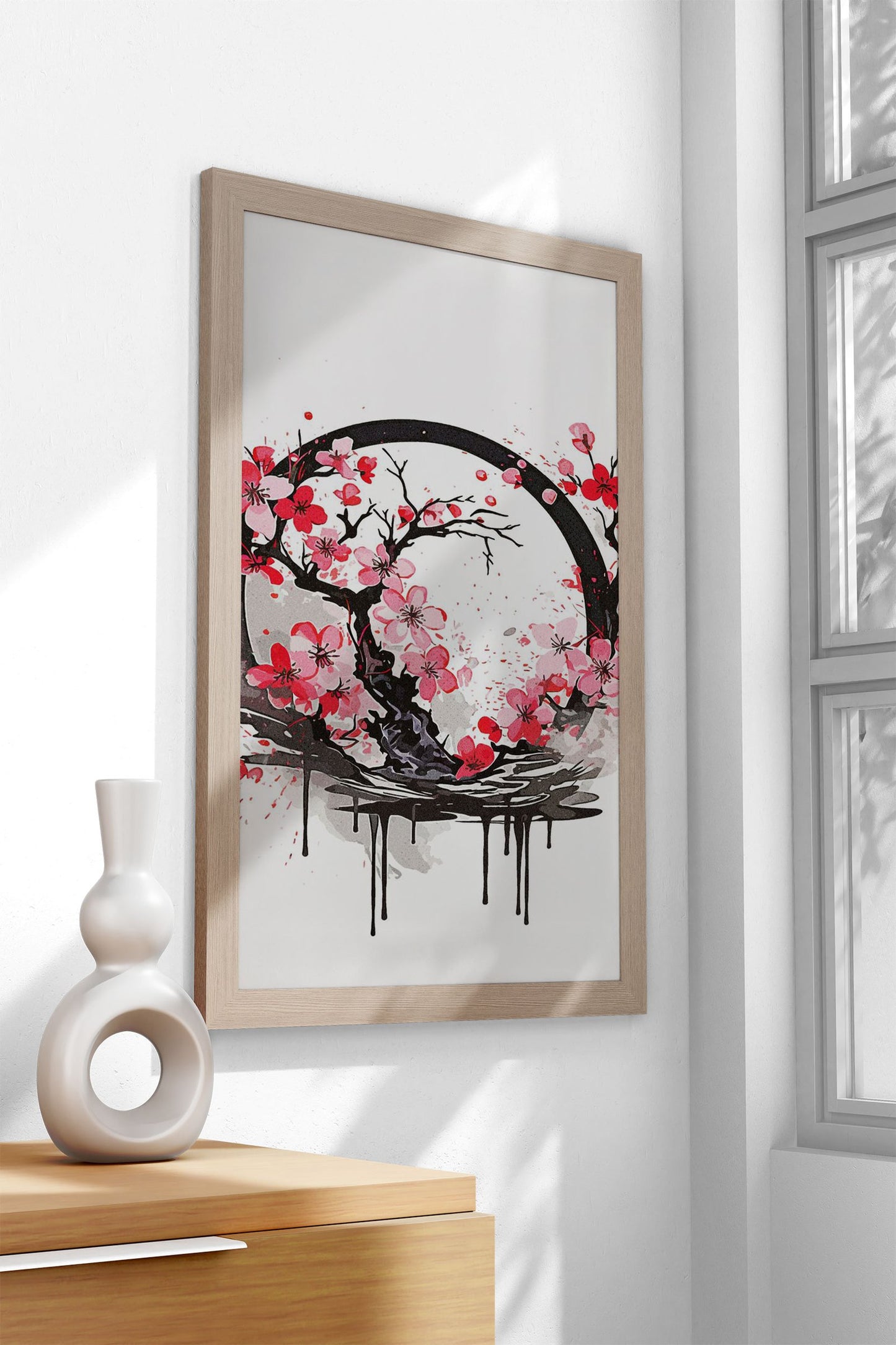 Cherry Blossoms Splatter Asian Style Poster | Wall Art for Home & Office | High-Quality Print - High-Quality Visual Display