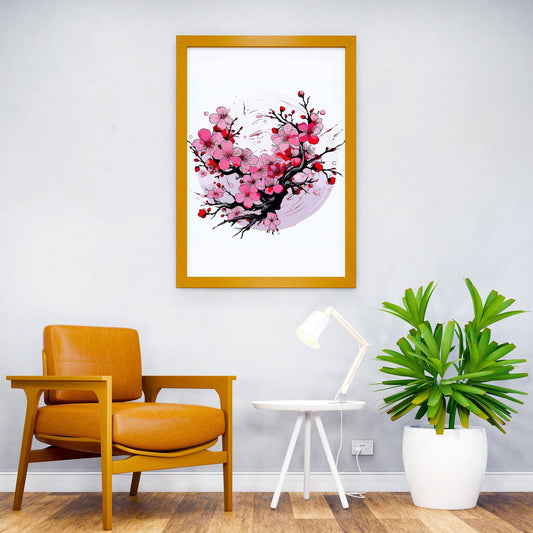 Cherry Blossoms Vintage Asian Style Poster | Wall Art for Home & Office | High-Quality Print - High-Quality Visual Display