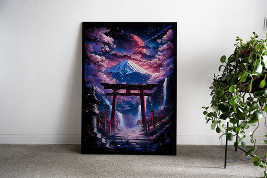 Cherry Dream Torii Gate Asian Style Poster | Wall Art for Home & Office | High-Quality Print - High-Quality Visual Display