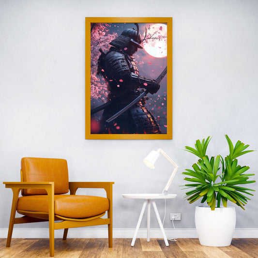 Cherry Moon Samurai Asian Style Poster | Wall Art for Home & Office | High-Quality Print - High-Quality Visual Display