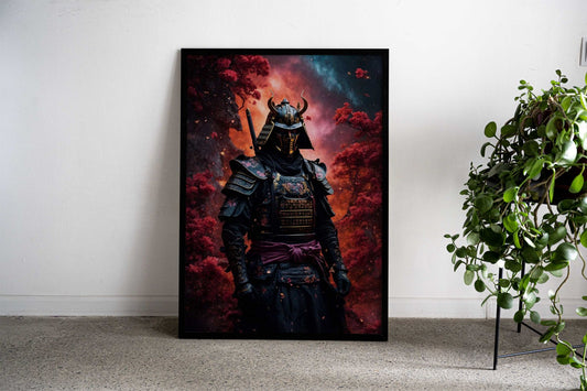 Cherry Samurai Warrior Asian Style Poster | Wall Art for Home & Office | High-Quality Print - High-Quality Visual Display