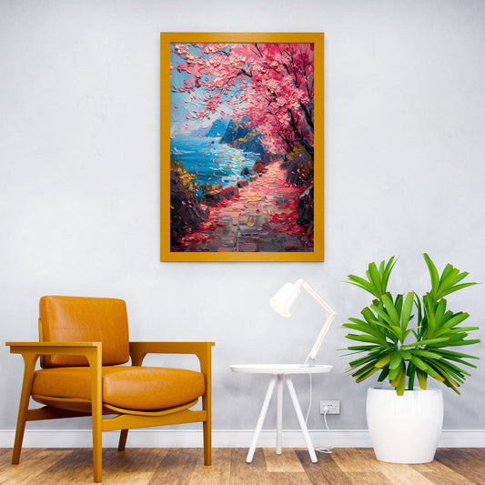 Cherry Tree Oil Painting Asian Style Poster | Wall Art for Home & Office | High-Quality Print - High-Quality Visual Display