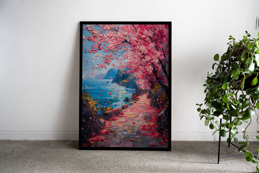 Cherry Tree Oil Painting Asian Style Poster | Wall Art for Home & Office | High-Quality Print - High-Quality Visual Display