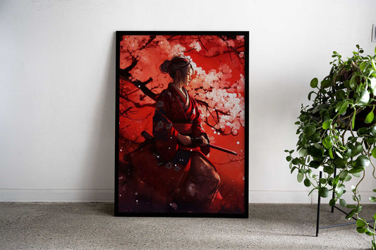 Cherry blossom samurai Asian Style Poster | Wall Art for Home & Office | High-Quality Print - High-Quality Visual Display