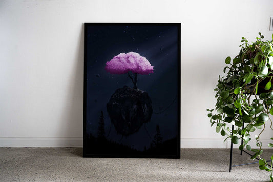 Cherry blossom tree on a floating island Asian Style Poster | Wall Art for Home & Office | High-Quality Print - High-Quality Visual Display