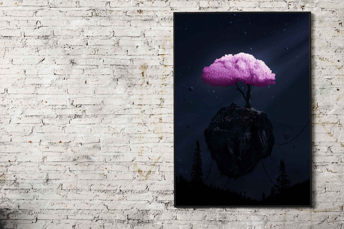 Cherry blossom tree on a floating island Poster | Asian Style Wall Art ...