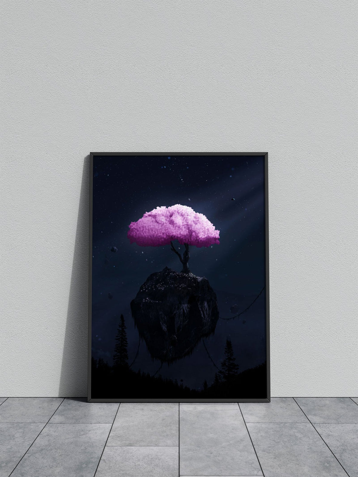 Cherry blossom tree on a floating island Poster | Asian Style Wall Art ...