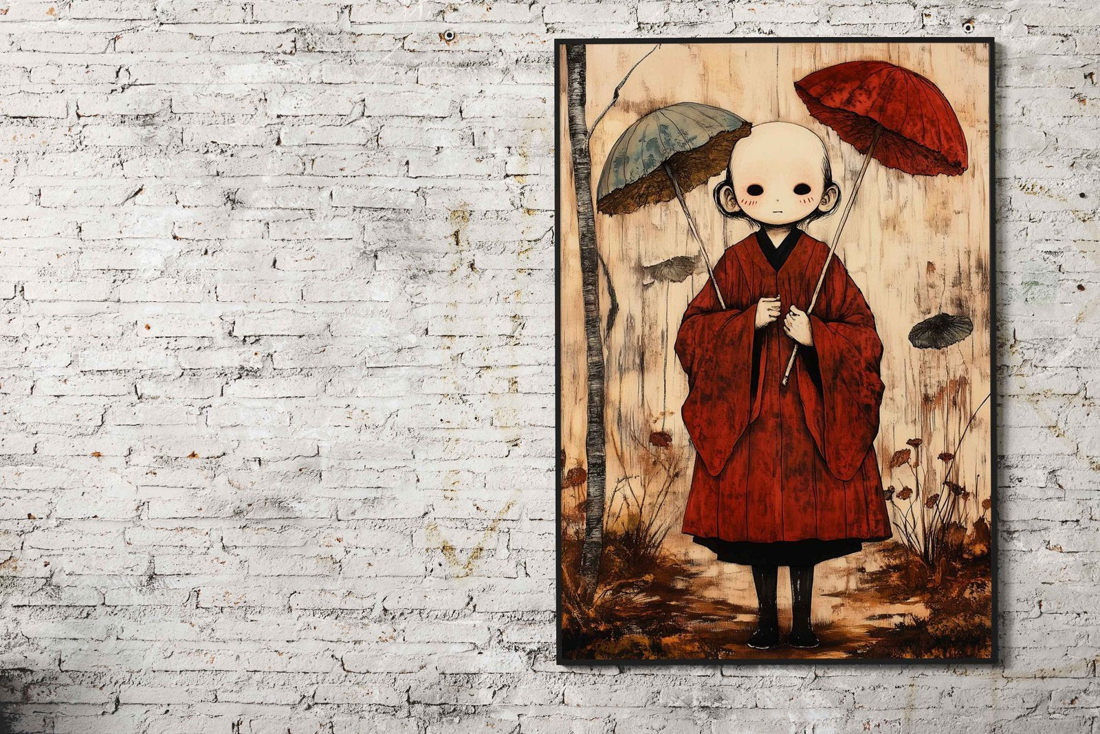 Child with Umbrellas Asian Style Poster | Wall Art for Home & Office | High-Quality Print - High-Quality Visual Display