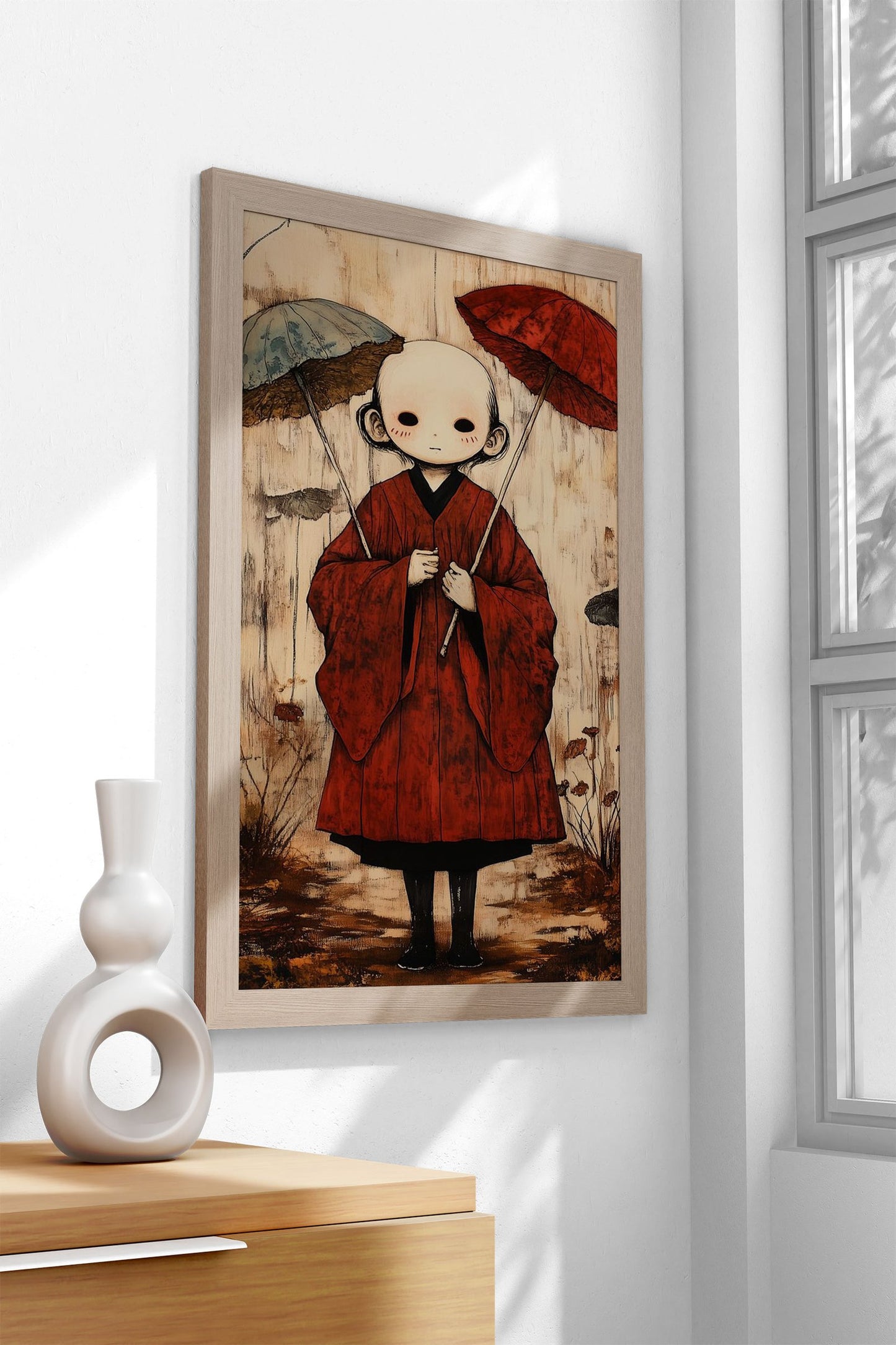 Child with Umbrellas Asian Style Poster | Wall Art for Home & Office | High-Quality Print - High-Quality Visual Display