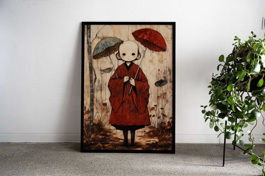 Child with Umbrellas Asian Style Poster | Wall Art for Home & Office | High-Quality Print - High-Quality Visual Display