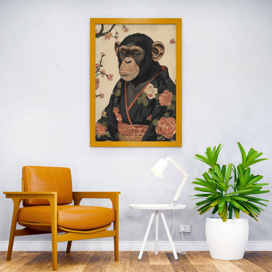 Chimpanzee In Kimono Asian Style Poster | Wall Art for Home & Office | High-Quality Print - High-Quality Visual Display