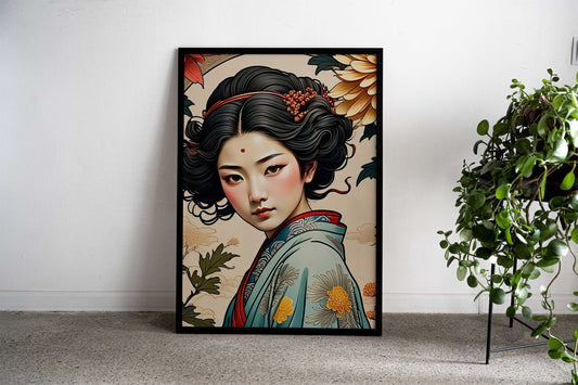 China Floral Girl Asian Style Poster | Wall Art for Home & Office | High-Quality Print - High-Quality Visual Display