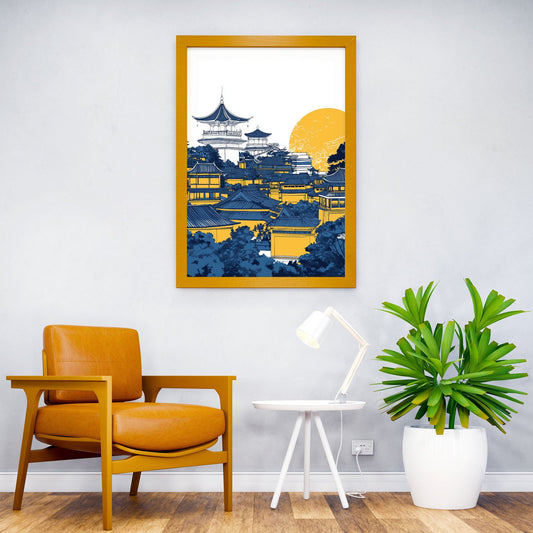 Chinese Architecture Illustration Asian Style Poster | Wall Art for Home & Office | High-Quality Print - High-Quality Visual Display