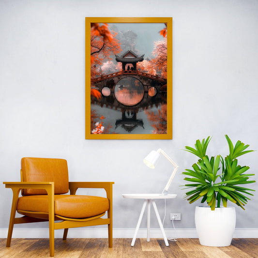 Chinese Bridge and Pagoda Asian Style Poster | Wall Art for Home & Office | High-Quality Print - High-Quality Visual Display