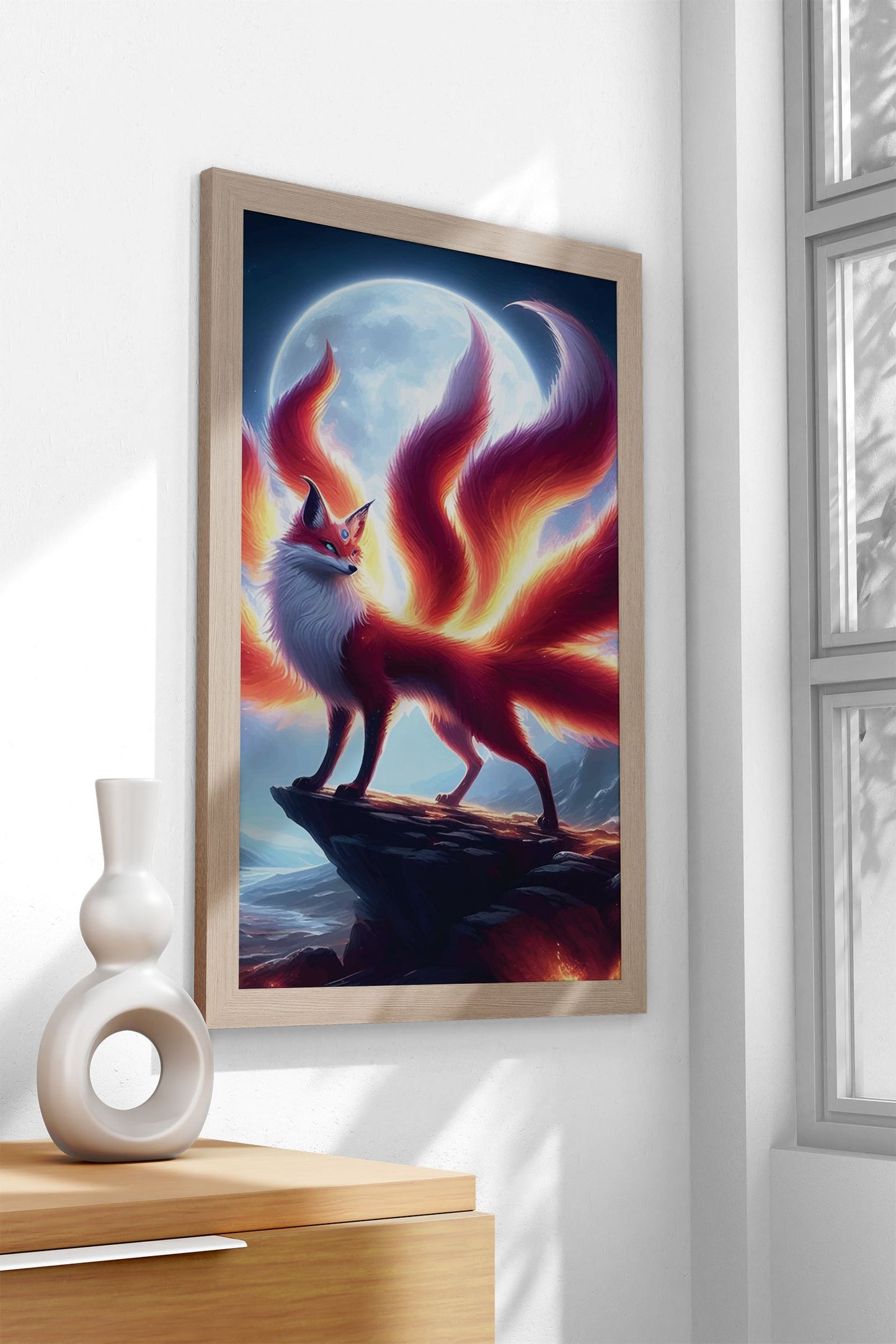 Chinese Kitsune Moonlight Asian Style Poster | Wall Art for Home & Office | High-Quality Print - High-Quality Visual Display